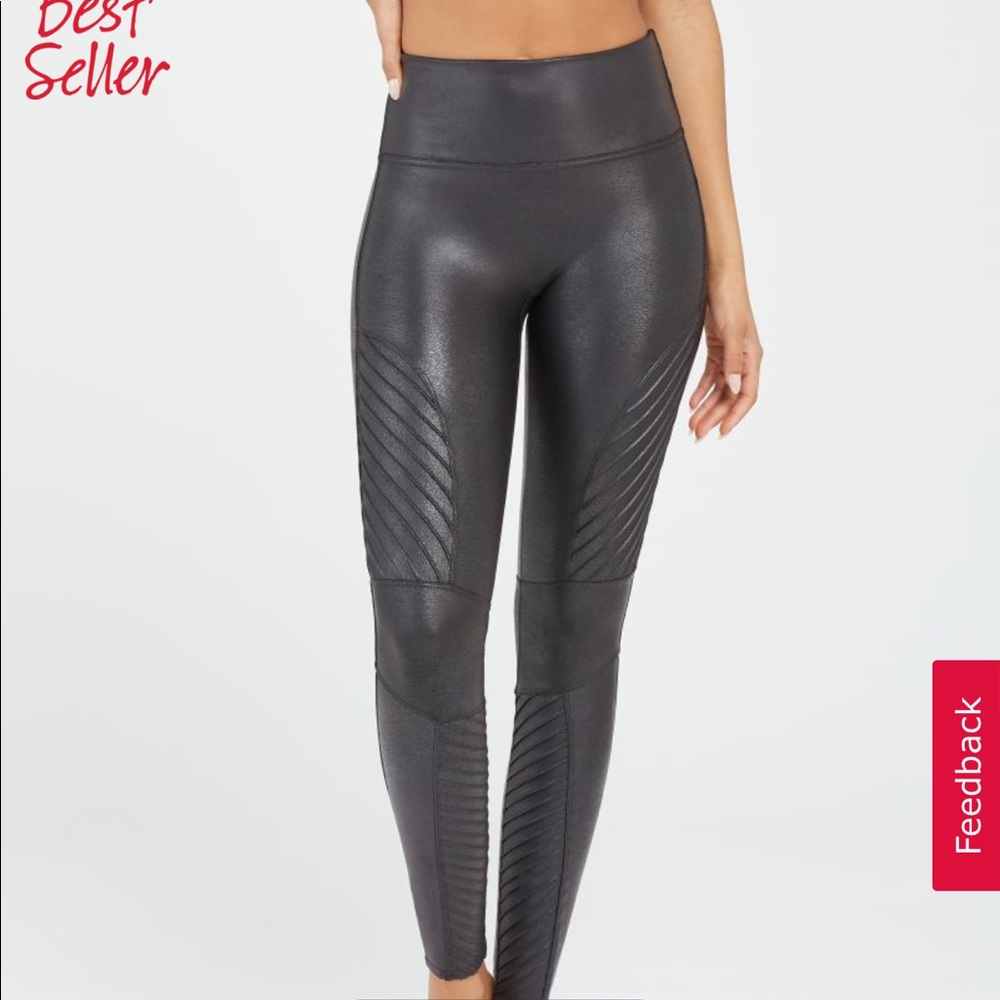 Spanx Faux Leather Moto Leggings Size L